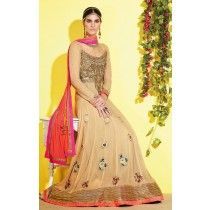 Leela Beige Georgette Long Anarkali Suit