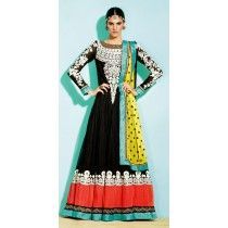 Leela Black Soft Net Long Anarkali Suit