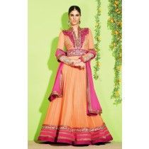 Leela Peach Net & Georgette Long Anarkali Suit