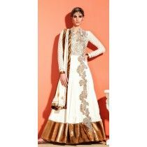 Leela White Georgette Long Anarkali Suit