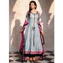 Rakulpreet Grey Brasso Net Anarkali