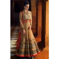 Rehana Beige Soft Net Anarkali