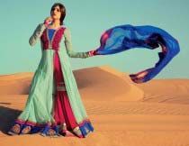 Rumi Mint Green & Pink Soft Net Long Anarkali Suit