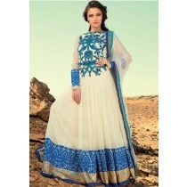 Rumi Off White Soft Net Long Anarkali Suit