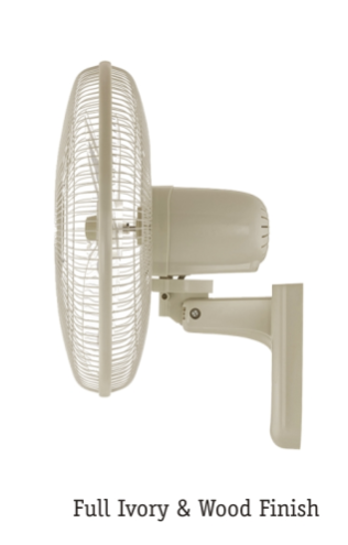 Full Ivory & Wood Finish Rally Wall Fan