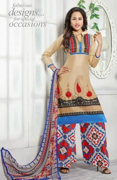 Cream Cotton Salwar Suits