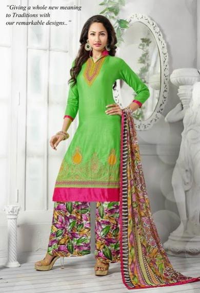 Light Green Cotton Salwar Suits