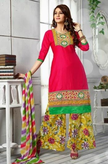 Pink & Yellow Cotton Salwar Suits
