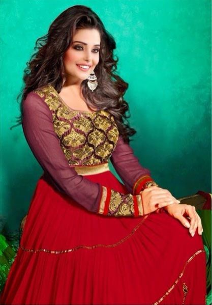 Dark Red Georgette Anarkali Suits