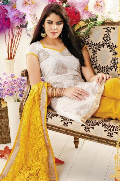 IVY White and Yellow Churidar Suits