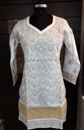 White Lucknowi Chikankari Kurtis