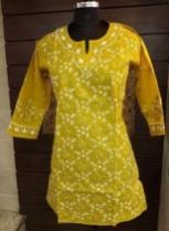 Yellow Lucknowi Chikankari Kurtis