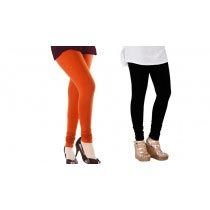 Orange & Black Plain Leggings