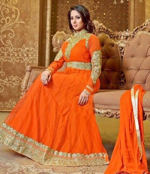Orange Georgette Anarkali Suits