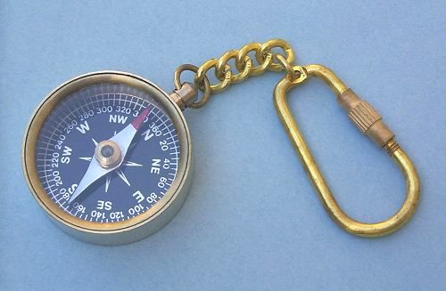 Brass Compass Keychain