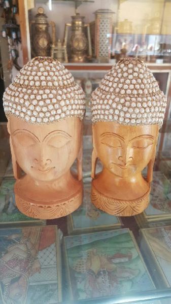 Wooden Buddha Head Statue 02