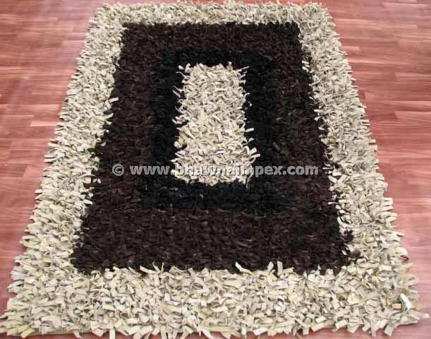 Marcello Leather Shaggy Rug