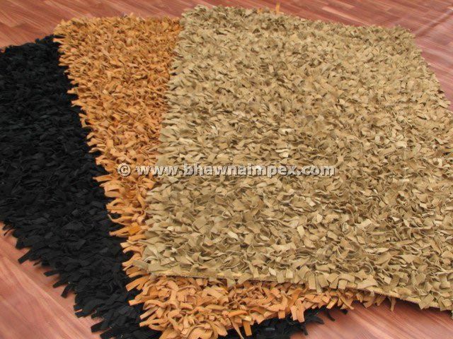 Plain Leather Shaggy Rug