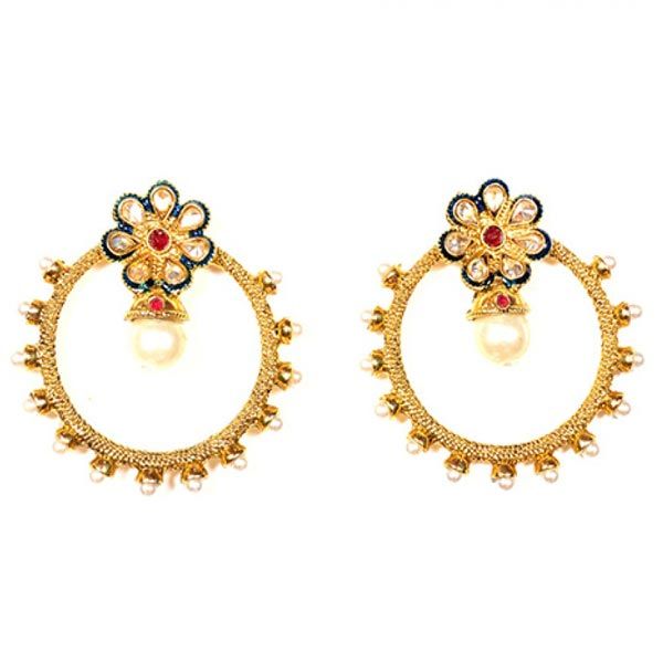 Kundan Phool Bali Earrings