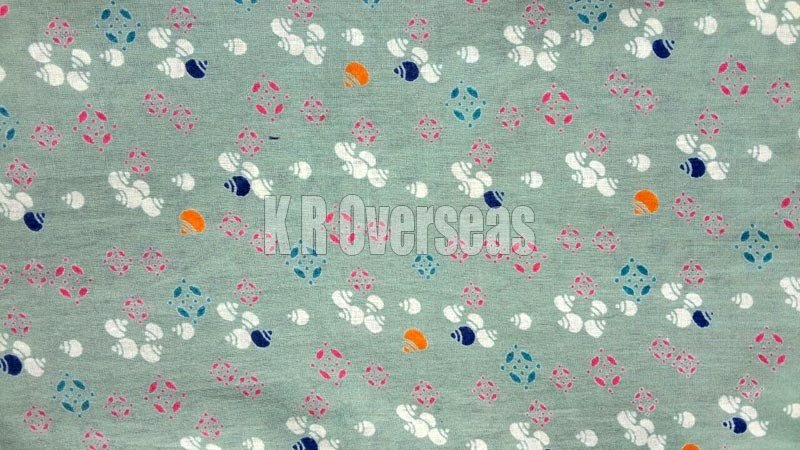 Elsa Pastel Green Printed Cotton Fabric