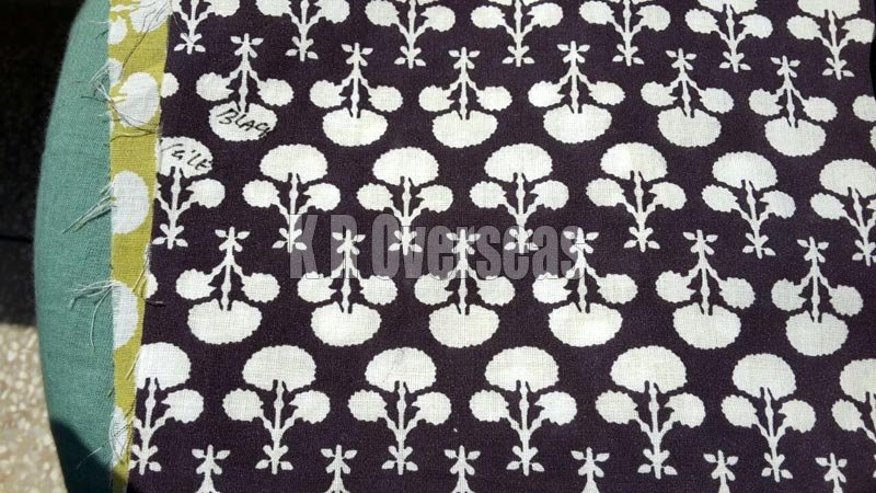 Mahavi Black Violet Printed Cotton Fabric