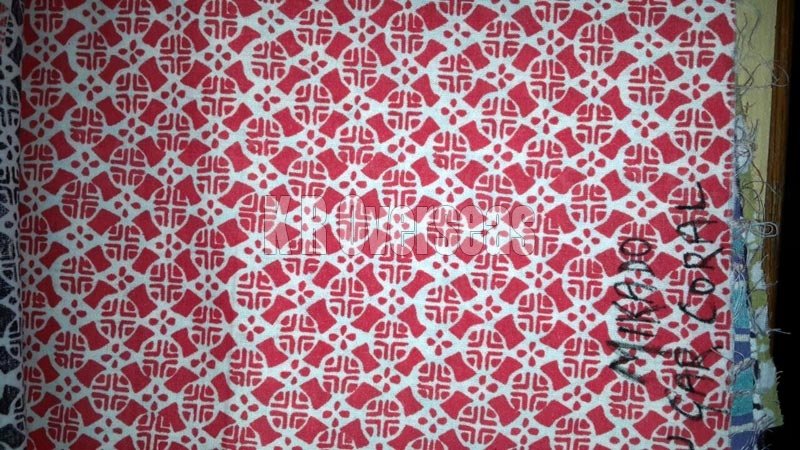 Mikado Coral Red Printed Cotton Fabric