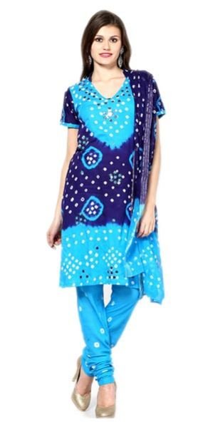Bandhani Firoji Blue Dress Material