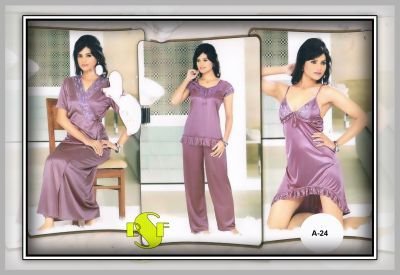 Satin Three Piece Nighty (A-24)
