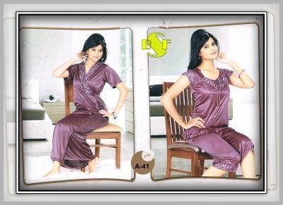 Satin Three Piece Nighty (A-41)