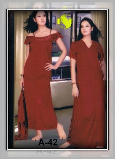 Satin Two Piece Nighty (A-42)