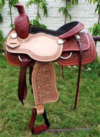 Western Saddle Double Colour Hand Carving