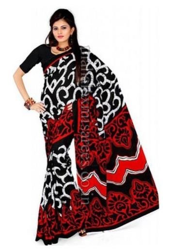 A - Araham Printed Dialy wear Crepe Sari - 350