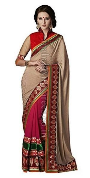 A - Beautiful Light brown Crepe Jacquard Saree with Blouse - 2191 (Indian women)