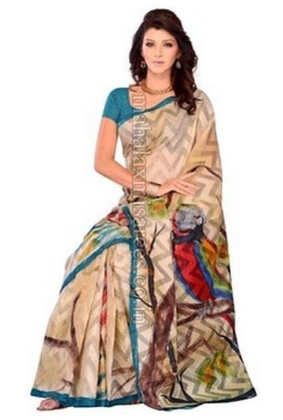 F - Diva Fashion Printed Daily Wear Brasso Sari - 998