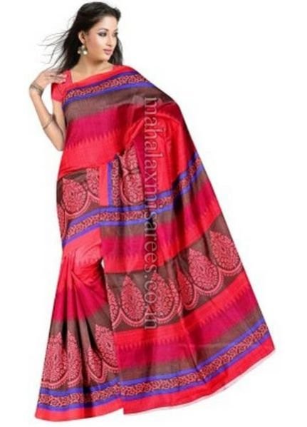 F - Elegenze Self Design, Printed Daily Wear Art Silk Sari - 556