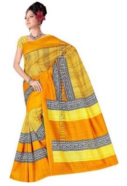 F - Elegenze Self Design, Printed Daily Wear Art Silk Sari - 556 Y