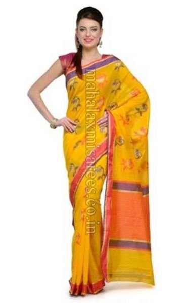 F - Fabroop Self Design Fashion Handloom Chanderi Sari - 1349