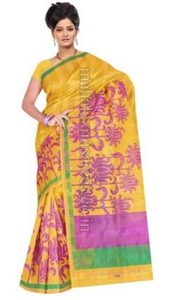F - Firstloot Printed Daily Wear Handloom Tissue Sari - 1349