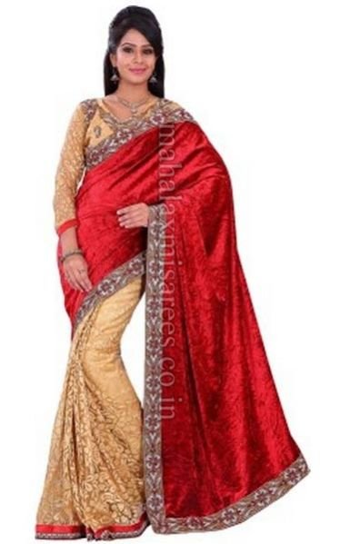 F - Florence Embriodered Fashion Velvet Sari - 1327