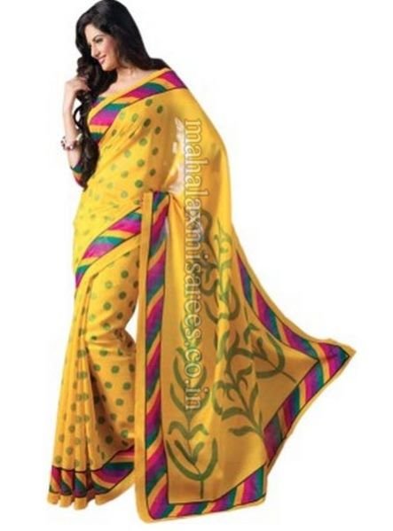 F - Kajal Prints Solid Fashion Silk Sari - 510