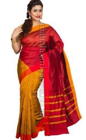 F - Korni Solid, Striped Banarasi Cotton, Silk Saree - 400
