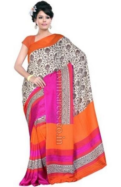 F - Online Adda Printed Fashion Handloom Jute Sari - 1349