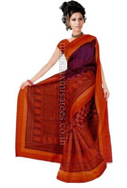 F - Parichay Printed Bhagalpuri Handloom Silk Sari - 569