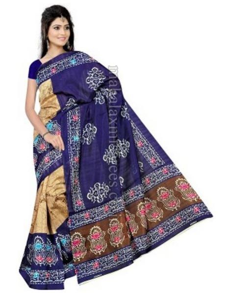 F - Parishi Geometric Print Bhagalpuri Art Silk Sari - 500