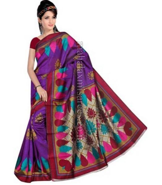 F - Parishi Geometric Print Bhagalpuri Art Silk Sari - 500 B