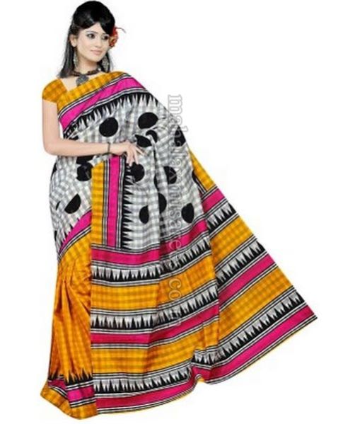 F - Parishi Geometric Print Bhagalpuri Art Silk Sari - 500 MD
