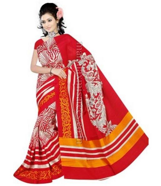 F - Parishi Geometric Print Bhagalpuri Art Silk Sari - 500 O