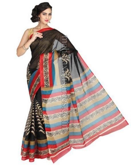 F - Pavechas Printed Manglagiri Cotton Nylon Saree - 340