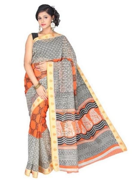F - Pavechas Printed Manglagiri Cotton Saree - 350