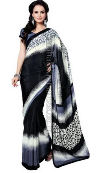 F - Shonaya Printed Fashion Crepe Sari - 1035
